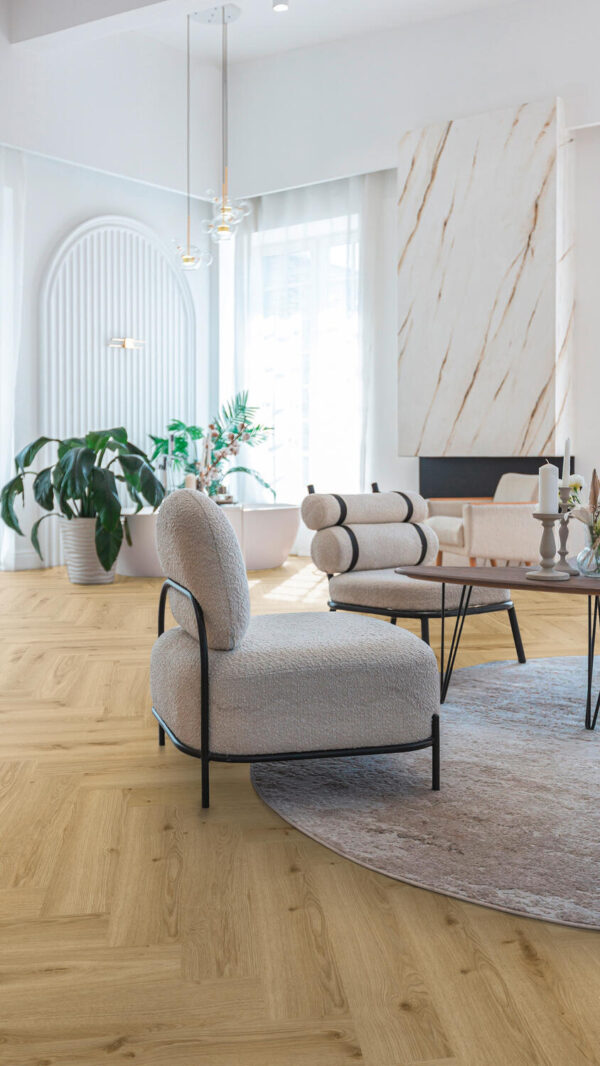 Panele Winylowe Rigid Herringbone - Delicate Oak OILED Aranżacja Panele Winylowe Rigid Herringbone - Delicate Oak OILED Aranżacja